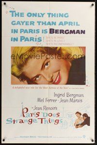 7r633 PARIS DOES STRANGE THINGS 1sh '57 Jean Renoir's Elena et les hommes, Ingrid Bergman!