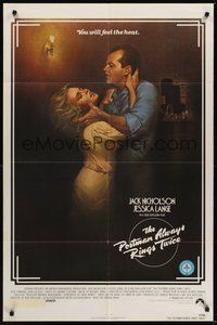 7r660 POSTMAN ALWAYS RINGS TWICE 1sh '81 art of Jack Nicholson & Jessica Lange by Rudy Obrero!