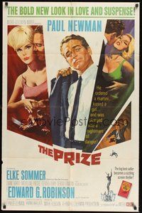 7r662 PRIZE 1sh '63 great Howard Terpning art of Paul Newman in suit and tie & sexy Elke Sommer!