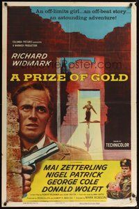 7r663 PRIZE OF GOLD 1sh '55 Richard Widmark, Mai Zetterling, Nigel Patrick, Mark Robson directed!