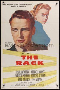 7r673 RACK 1sh '56 art of young Paul Newman & sexy Anne Francis, written by Rod Serling!