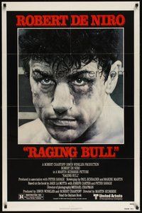 7r674 RAGING BULL 1sh '80 Martin Scorsese, classic close up boxing image of Robert De Niro!