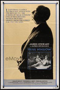 7r679 REAR WINDOW 1sh R83 Alfred Hitchcock, voyeur Jimmy Stewart & sexy Grace Kelly!