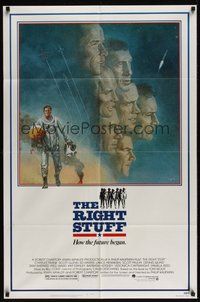 7r693 RIGHT STUFF 1sh '83 great Tom Jung montage art of the first NASA astronauts!