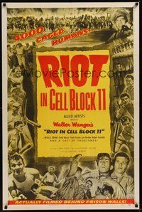 7r694 RIOT IN CELL BLOCK 11 1sh '54 directed by Don Siegel, Sam Peckinpah, 4,000 caged humans!