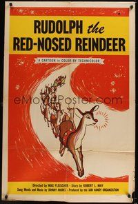 7r706 RUDOLPH THE RED-NOSED REINDEER 1sh '48 Paul Wing, Max Fleischer, Rudolph, cool Christmas art!