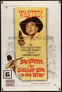 7r740 SHAKIEST GUN IN THE WEST 1sh '68 Barbara Rhoades with rifle, Don Knotts on wanted poster!