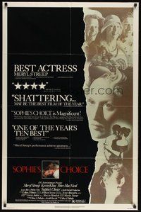 7r771 SOPHIE'S CHOICE 1sh '82 Alan J. Pakula directed, Meryl Streep, Kevin Kline, Peter MacNicol!