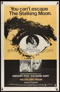 7r784 STALKING MOON style B 1sh '68 Gregory Peck, Eva Marie Saint, cool eyeball artwork!