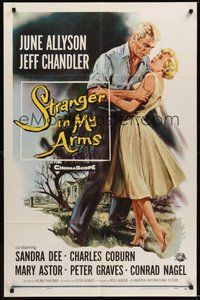 7r800 STRANGER IN MY ARMS 1sh '59 art of Jeff Chandler holding pretty June Allyson!