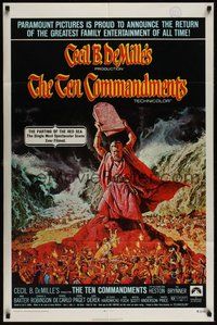 7r831 TEN COMMANDMENTS 1sh R72 directed by Cecil B. DeMille, Charlton Heston, Yul Brynner!