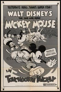 7r882 TOUCHDOWN MICKEY 1sh R74 Walt Disney, great cartoon art of Mickey Mouse playing football!