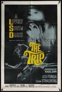 7r893 TRIP 1sh '67 AIP, written by Jack Nicholson, LSD, wild sexy psychedelic drug image!