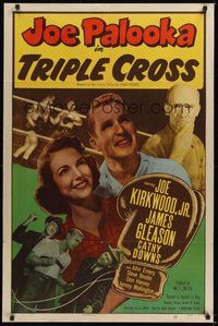7r894 TRIPLE CROSS 1sh '51 comic strip boxer Joe Palooka, Ham Fisher, Joe Kirkwood, Jr.!