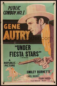 7r915 GENE AUTRY stock 1sh 1938 art of singing public cowboy no 1, Under Fiesta Stars!