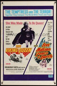 7r933 VIKING QUEEN/FIVE MILLION YEARS TO EARTH 1sh '67 cool action adventure/horror double bill!