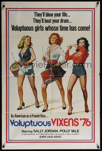7r937 VOLUPTUOUS VIXENS '76 1sh '75 they'll beat your drum, artwork of sexy girls!