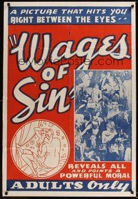 7r940 WAGES OF SIN 1sh R40s girls who are broke and desperate led to ruin by unscrupulous men!