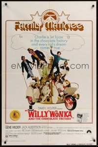 7r974 WILLY WONKA & THE CHOCOLATE FACTORY 1sh R74 Gene Wilder, every kid's dream comes true!