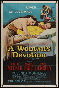 7r985 WOMAN'S DEVOTION 1sh '56 Ralph Meeker, Paul Henreid, lover...or love-mad?