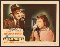 7s268 ARCH OF TRIUMPH LC #8 '47 split image of Ingrid Bergman talking on phone to Charles Boyer!
