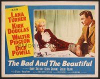 7s276 BAD & THE BEAUTIFUL LC #4 '53 Barry Sullivan looks at pensive movie star Lana Turner!