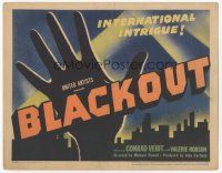 7s031 BLACKOUT TC '40 Michael Powell English film noir, cool hand over skyline image!