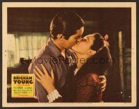 7s303 BRIGHAM YOUNG LC '40 close up of Tyrone Power kissing 16 year-old Linda Darnell!