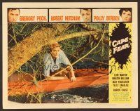 7s318 CAPE FEAR LC #4 '62 close up of Robert Mitchum in rowboat in swamp, classic film noir!