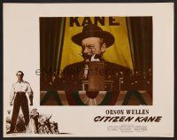 7s002 CITIZEN KANE photolobby '41 best image of Orson Welles in front of huge poster at rally!