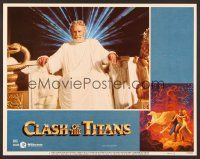 7s244 CLASH OF THE TITANS LC #5 '81 Ray Harryhausen, close up of Laurence Olivier as Zeus!