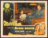 7s333 CREATURE WITH THE ATOM BRAIN LC '55 c/u of little girl staring at zombie S. John Launer!