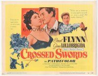 7s046 CROSSED SWORDS TC '53 art of Errol Flynn & sexy Gina Lollobrigida, Italy's Marilyn Monroe!