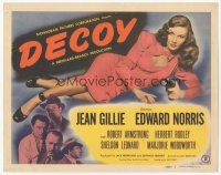 7s051 DECOY TC '46 super sexy bad girl Jean Gillie with gun, film noir!