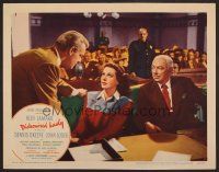 7s367 DISHONORED LADY LC #6 '47 Dennis O'Keefe talks to pretty Hedy Lamarr in courtroom!