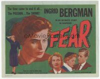 7s056 FEAR TC '54 close up of Ingrid Bergman, Roberto Rossellini's La Paura!