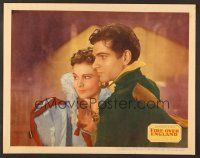 7s210 FIRE OVER ENGLAND LC '37 best romantic c/u of young Laurence Olivier & beautiful Vivien Leigh