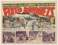 7s058 FIXED BAYONETS TC '51 Samuel Fuller, Richard Basehart, Gene Evans, cool art of Korean War!