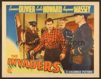 7s222 INVADERS LC '42 c/u of Laurence Olivier caught by men with guns, Powell & Pressburger!