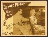 7s453 JUNGLE FLIGHT LC #2 '47 Robert Lowery points gun at sexy Ann Savage on airplane!