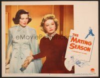 7s492 MATING SEASON LC #6 '51 Miriam Hopkins leads sexy Gene Tierney by the arm!