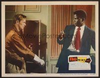 7s516 NO WAY OUT LC #3 '50 close up of Richard Widmark with gun threatening Sidney Poitier!