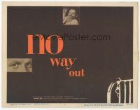 7s123 NO WAY OUT TC '50 Widmark's eyes & terrified Linda Darnell, design by Erik Nitsche