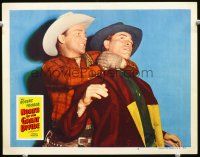 7s521 NORTH OF THE GREAT DIVIDE LC #6 '50 close up of Roy Rogers choking bad guy Jack Lambert!