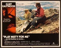7s543 PLAY MISTY FOR ME LC #1 '71 Clint Eastwood sits with pretty Donna Mills by the ocean!