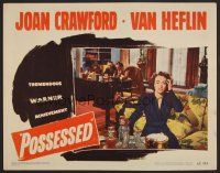 7s546 POSSESSED LC #7 '47 embarassed Joan Crawford pours drinks, Heflin & Massey in background!