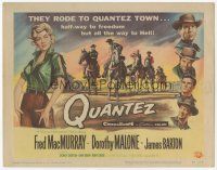7s136 QUANTEZ TC '57 artwork of Fred MacMurray & sexy Dorothy Malone with torn shirt!