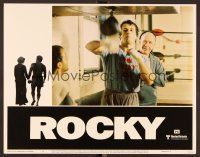 7s570 ROCKY LC #6 '77 Burgess Meredith trains Sylvester Stallone in gym, boxing classic!