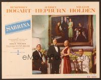 7s578 SABRINA LC #7 '54 Humphrey Bogart & William Holden with parents by family portrait!