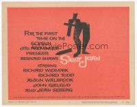 7s149 SAINT JOAN TC '57 Jean Seberg as Joan of Arc, directed by Otto Preminger, Saul Bass art!